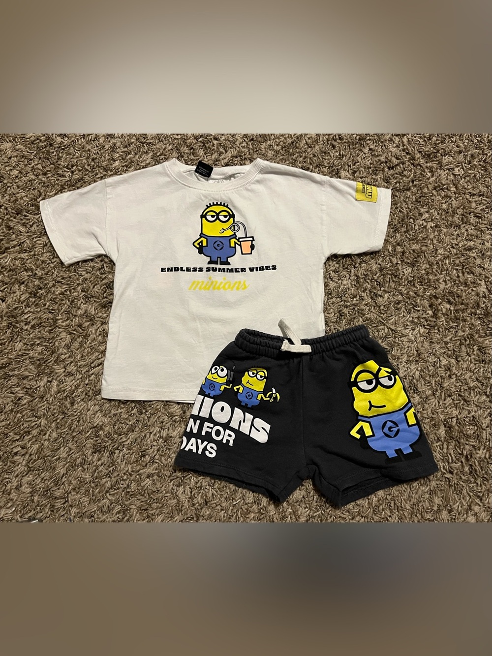 Zara Minions Shorts & T Shirt Outfit Boy 2T